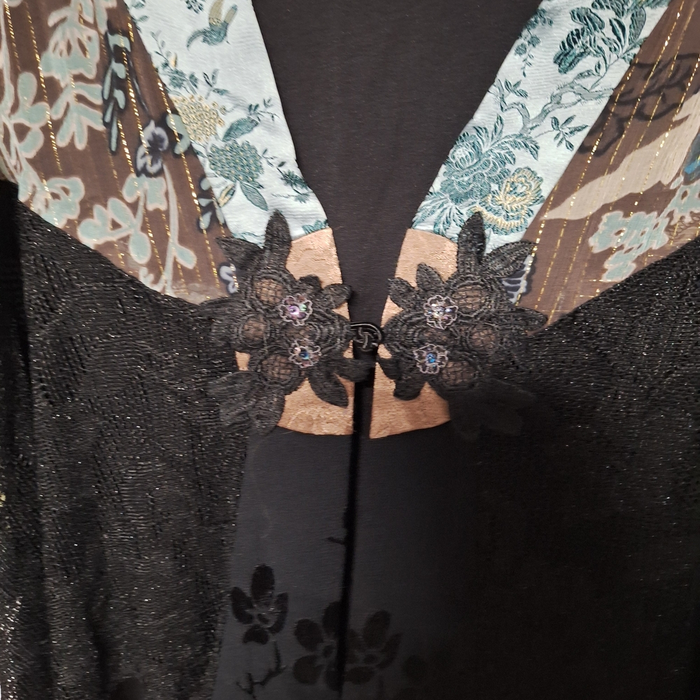 Artisan Crafted Floral Patchwork Blouse/ Cardigan - image 2